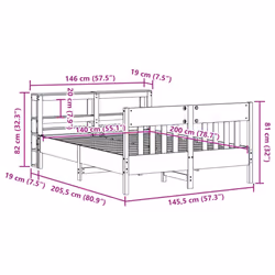 vidaXL Bed Frame with Headboard Bed Base White 140x200 cm Solid Wood Pine