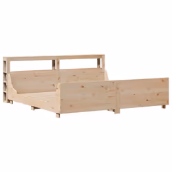vidaXL Bed Frame with Headboard Bed Base Bedstead 200x200 cm Solid Wood Pine - natural, 200 x 200 cm