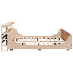 vidaXL Bed Frame with Headboard Bed Base Bedstead 200x200 cm Solid Wood Pine - natural, 200 x 200 cm - Additional view 6