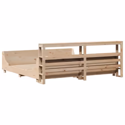 vidaXL Bed Frame with Headboard Bed Base Bedstead 200x200 cm Solid Wood Pine - natural, 200 x 200 cm - Additional view 7