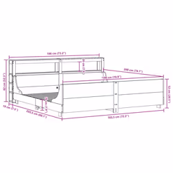 vidaXL Bed Frame with Headboard Bed 180x200 cm Super King Solid Wood Pine