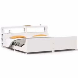 vidaXL Bed Frame with Headboard White 180x200 cm Super King Solid Wood Pine
