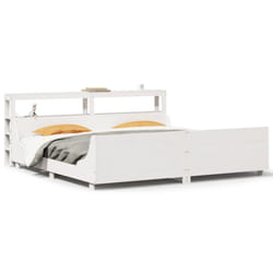 vidaXL Bed Frame with Headboard White 180x200 cm Super King Solid Wood Pine