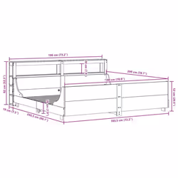 vidaXL Bed Frame with Headboard White 180x200 cm Super King Solid Wood Pine