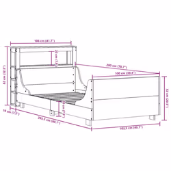 vidaXL Bed Frame with Headboard Bed Base Bedstead 100x200 cm Solid Wood Pine