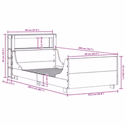 vidaXL Bed Frame with Headboard Bed Base Bedstead 90x200 cm Solid Wood Pine
