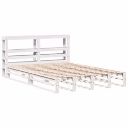 vidaXL Bed Frame with Headboard Bed Base Wax Solid Wood Pine - white, 140 x 200 cm