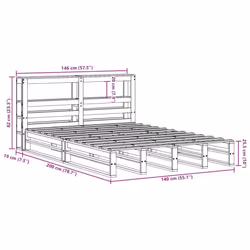 vidaXL Bed Frame with Headboard Bed Base Wax Solid Wood Pine - white, 140 x 200 cm