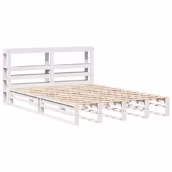 vidaXL Bed Frame with Headboard White 150x200 cm King Size Solid Wood Pine