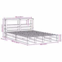 vidaXL Bed Frame with Headboard Bed Base White 160x200 cm Solid Wood Pine