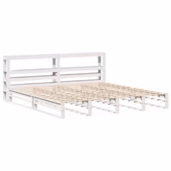 vidaXL Bed Frame with Headboard White 180x200 cm Super King Solid Wood Pine