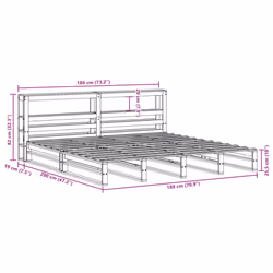 vidaXL Bed Frame with Headboard White 180x200 cm Super King Solid Wood Pine