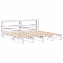 vidaXL Bed Frame with Headboard Bed Base White 200x200 cm Solid Wood Pine - Additional view 2
