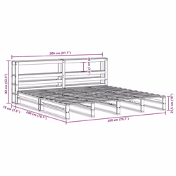 vidaXL Bed Frame with Headboard Bed Base White 200x200 cm Solid Wood Pine - Additional view 3