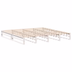 vidaXL Bed Frame with Headboard Bed Base White 200x200 cm Solid Wood Pine - Additional view 4