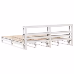 vidaXL Bed Frame with Headboard Bed Base White 200x200 cm Solid Wood Pine - Additional view 8