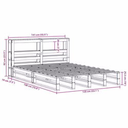 vidaXL Bed Frame with Headboard Bed White 135x190 cm Double Solid Wood Pine