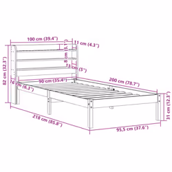 vidaXL Bed Frame with Headboard Bed Base Bedstead 90x200 cm Solid Wood Pine - Additional view 3