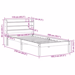 vidaXL Bed Frame with Headboard Bed Base Bedstead 100x200 cm Solid Wood Pine