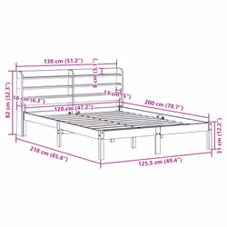 vidaXL Bed Frame with Headboard Bed Base Bedstead 120x200 cm Solid Wood Pine - Additional view 3