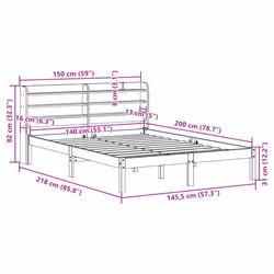 vidaXL Bed Frame with Headboard Bed Base Bedstead 140x200 cm Solid Wood Pine