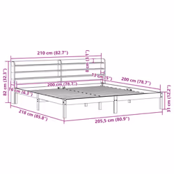 vidaXL Bed Frame with Headboard Bed Base Bedstead 200x200 cm Solid Wood Pine