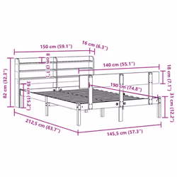 vidaXL Bed Frame with Headboard Bed Base Bedstead 140x190 cm Solid Wood Pine