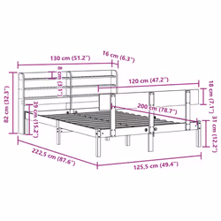 vidaXL Bed Frame with Headboard Bed Base Bedstead 120x200 cm Solid Wood Pine