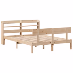 vidaXL Bed Frame with Headboard Bed Base 150x200 cm King Size Solid Wood Pine