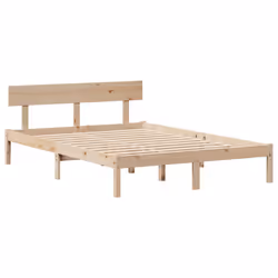 vidaXL Bed Frame with Headboard Bed Base 150x200 cm King Size Solid Wood Pine - Additional view 6