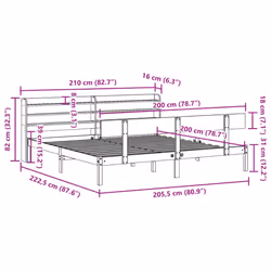 vidaXL Bed Frame with Headboard Bed Base Bedstead 200x200 cm Solid Wood Pine