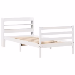 vidaXL Bed Frame with Headboard Bed White 90x190 cm Single Solid Wood Pine
