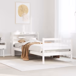 vidaXL Bed Frame with Headboard Bed White 90x190 cm Single Solid Wood Pine