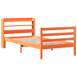 vidaXL Bed Frame & Headboard Wax Brown 75x190 cm Small Single Solid Wood Pine
