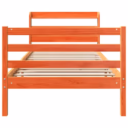 vidaXL Bed Frame & Headboard Wax Brown 75x190 cm Small Single Solid Wood Pine