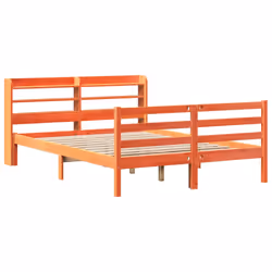 vidaXL Bed Frame with Headboard Bed Base Wax Brown 140x190 cm Solid Wood Pine