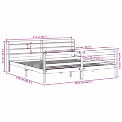vidaXL Bed Frame with Headboard Bed Base Wax Brown 200x200 cm Solid Wood Pine