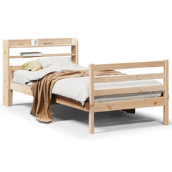 vidaXL Bed Frame with Headboard Bed 75x190 cm Small Single Solid Wood Pine