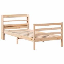 vidaXL Bed Frame with Headboard Bed 75x190 cm Small Single Solid Wood Pine