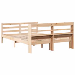 vidaXL Bed Frame with Headboard Bed Base 135x190 cm Double Solid Wood Pine - Additional view 7