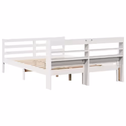 vidaXL Bed Frame with Headboard Bed White 135x190 cm Double Solid Wood Pine - Additional view 7