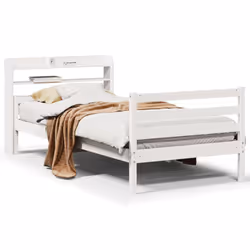 vidaXL Bed Frame with Headboard Bed Base White 100x200 cm Solid Wood Pine