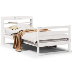 vidaXL Bed Frame with Headboard Bed Base White 100x200 cm Solid Wood Pine