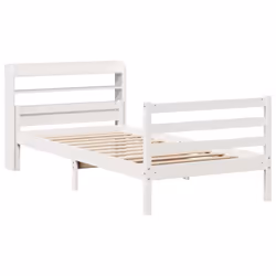vidaXL Bed Frame with Headboard Bed Base White 100x200 cm Solid Wood Pine