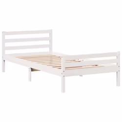 vidaXL Bed Frame with Headboard Bed Base White 100x200 cm Solid Wood Pine - Additional view 4