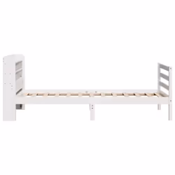 vidaXL Bed Frame with Headboard Bed Base White 100x200 cm Solid Wood Pine - Additional view 6