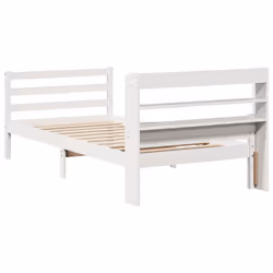 vidaXL Bed Frame with Headboard Bed Base White 100x200 cm Solid Wood Pine - Additional view 7