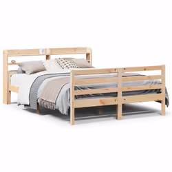 vidaXL Bed Frame with Headboard Bed Base Bedstead 140x200 cm Solid Wood Pine