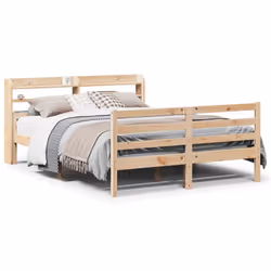 vidaXL Bed Frame with Headboard Bed Base 150x200 cm King Size Solid Wood Pine