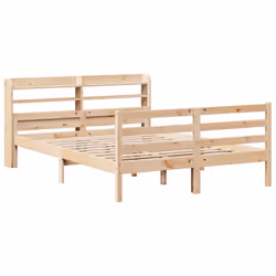 vidaXL Bed Frame with Headboard Bed Base 150x200 cm King Size Solid Wood Pine